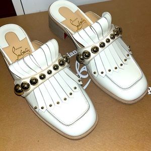Christian Louboutin white patent mula size 36.5
